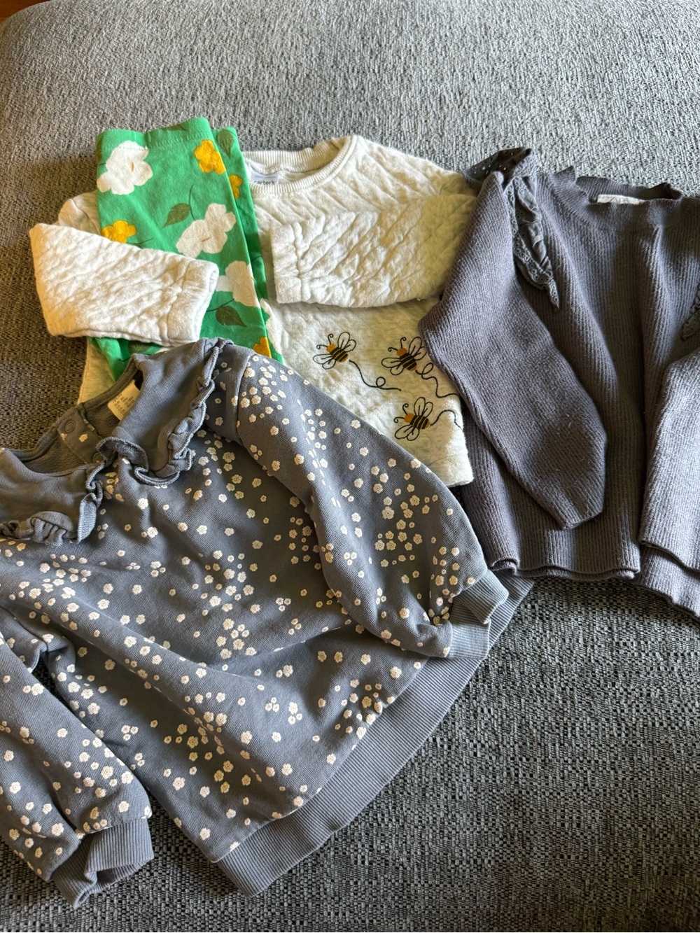 girl’s 18 month clothing bundle - one outfit, two sweaters, a pair of shoes